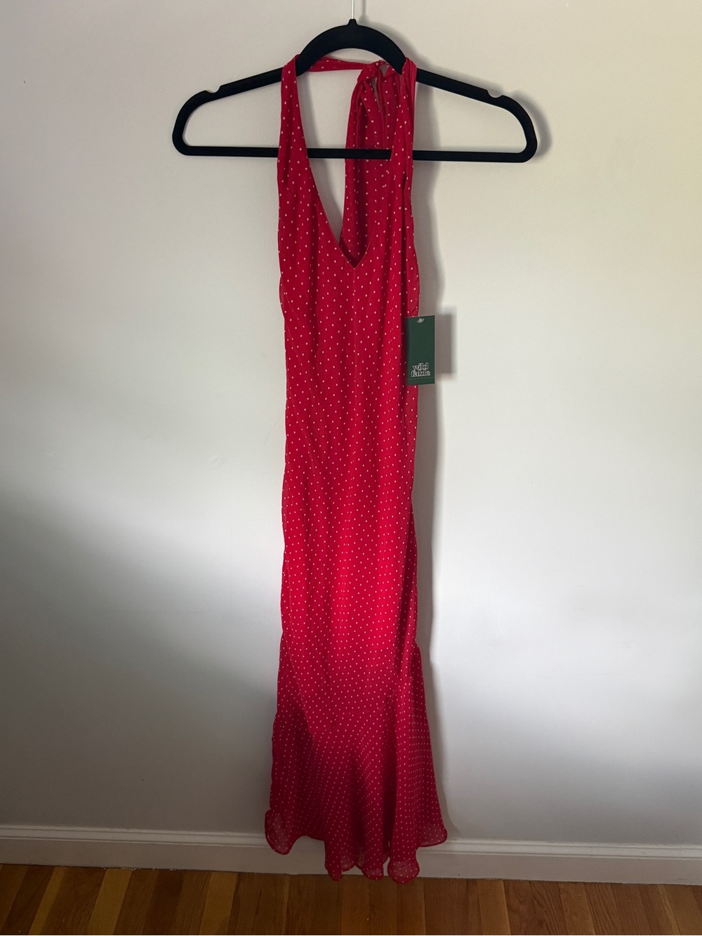 wild fable Red Polka Dot Halter Maxi Dress with Tie Back